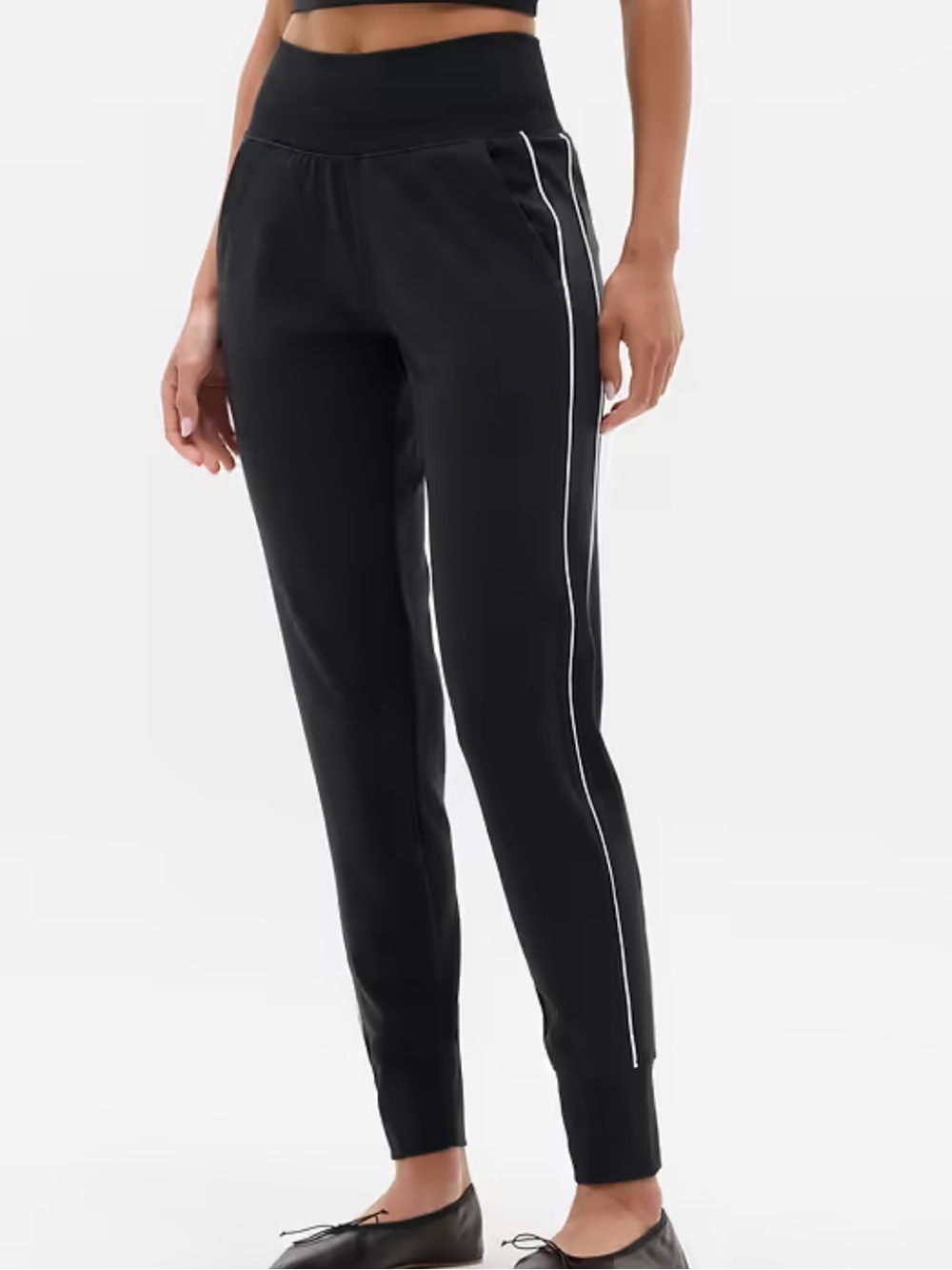 ATHLETA Venice High Rise Track Stripe Jogger Black White Size Small